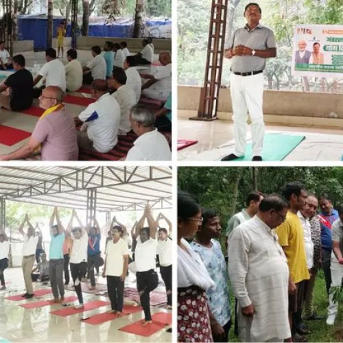 पूर्व मुख्यमंत्री अर्जुन मुंडा ने जमशेदपुर में कार्यकर्ताओं संग किया योगाभ्यास, स्वस्थ और हरित भारत का दिया संदेश